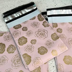 25 pcs Shipping Envelopes Poly Mailers with Gold Roses 6"x9" Inches